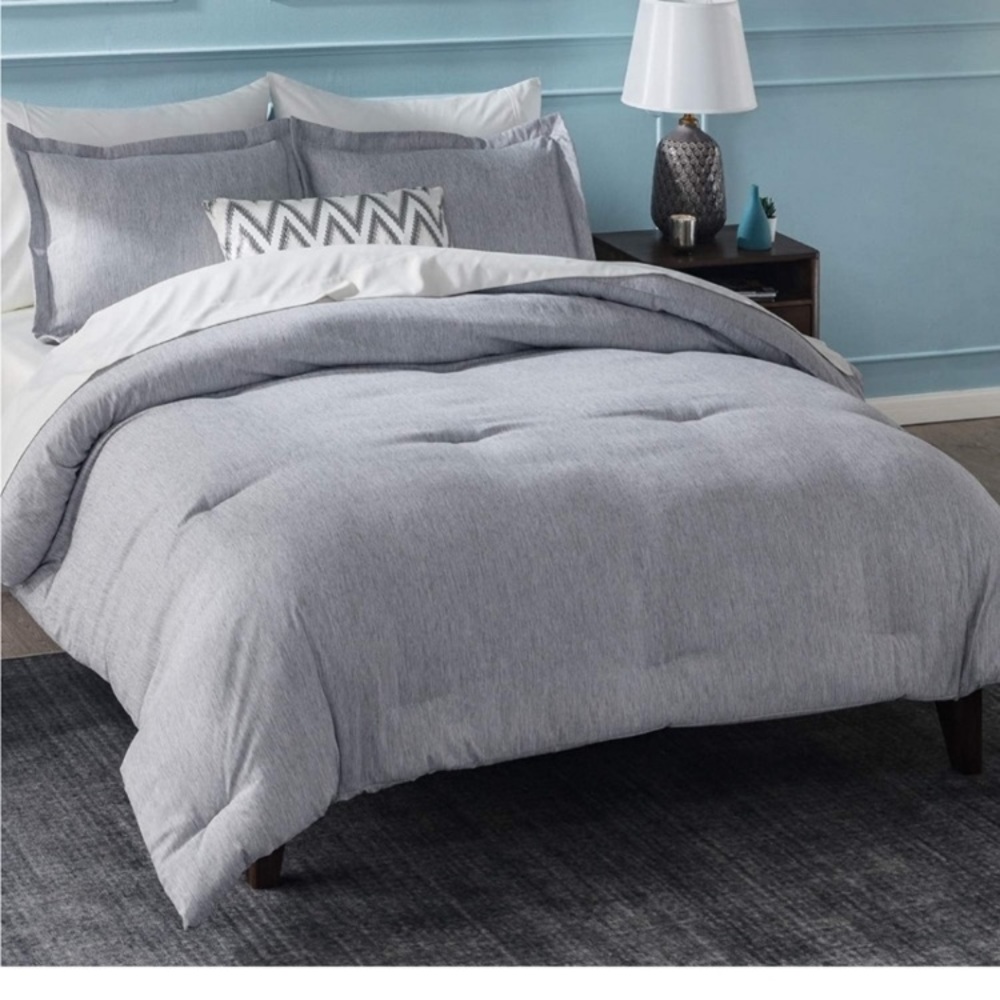 NEW 3 Pcs Bed Comforter Gray Set